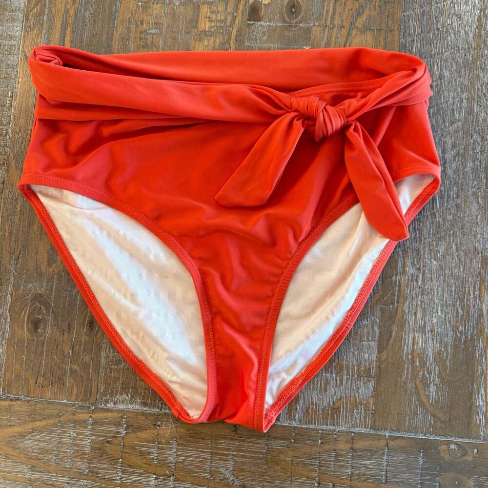 Nani Swimwear High-Waist Tie-Front Bikini Bottoms in Red medium